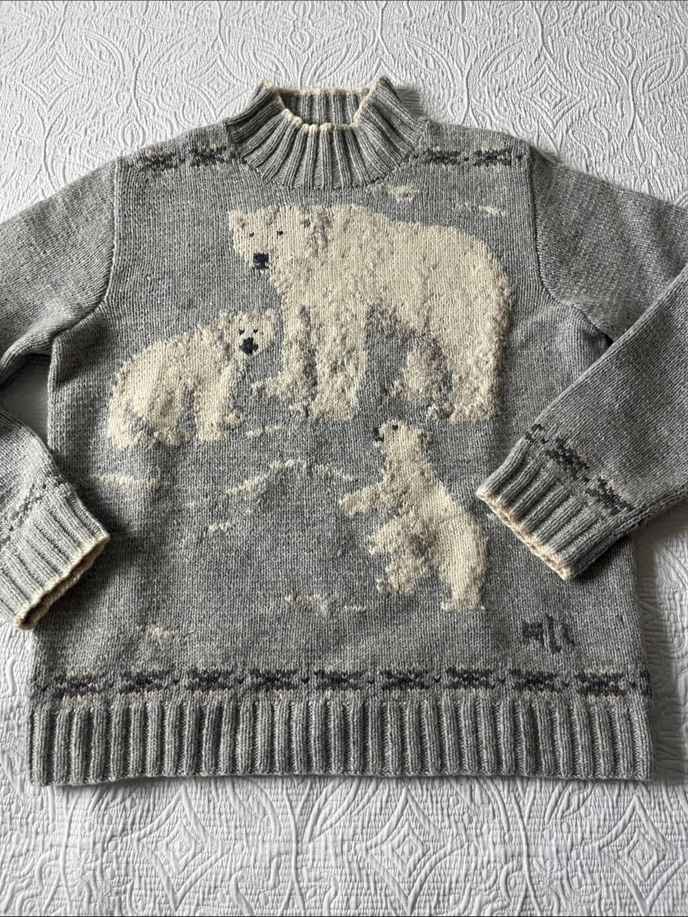 Ralph Lauren Hand knit 100% lambswool polar bear sweater women’s xs